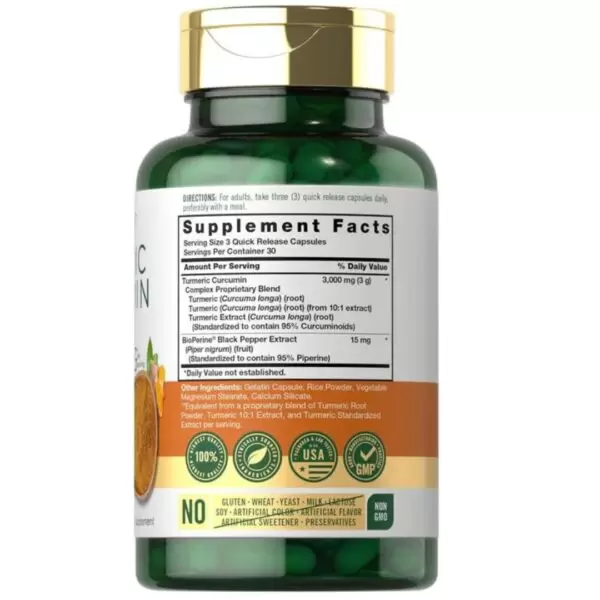 Curcuma Turmeric 3000mg Bioperina - Imagen 2
