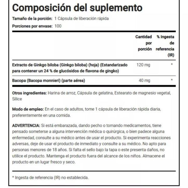 Ginkgo Biloba Americano 120Mg 100 Capsulas - Imagen 2